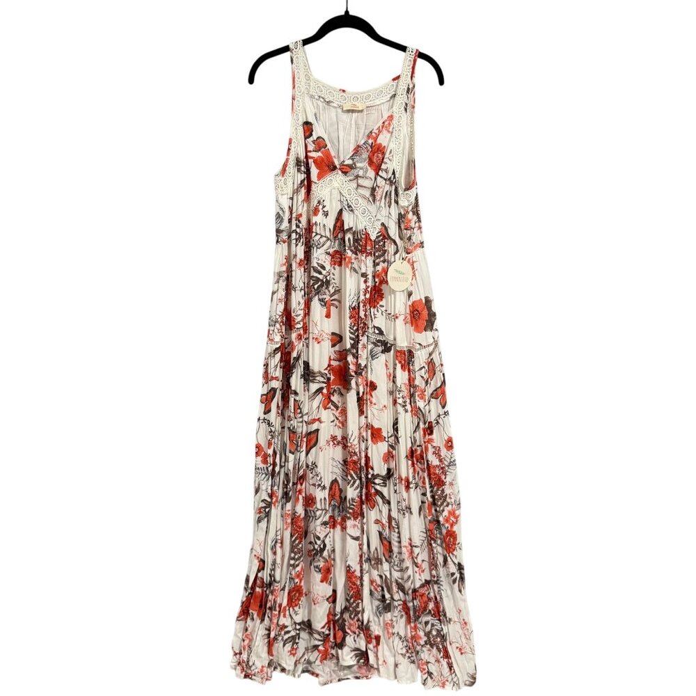 Hummingbird Floral‎ Lace Detail Maxi Dress Size S NWT